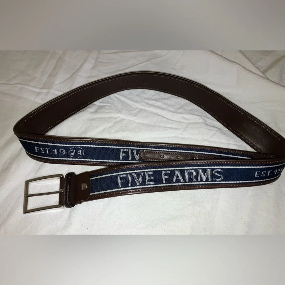 Alero Sport Five Farms Italian Leather Belt Brass Buckle Made In Italy Sz 50” L